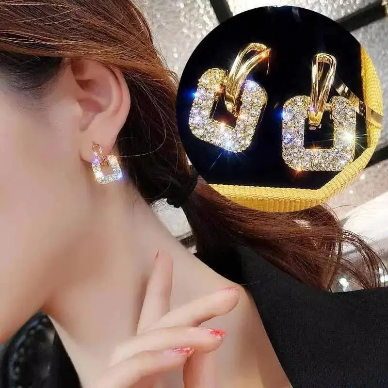 925 Silver Needle Heart Earrings For Women Korean Fashion Crystal Jewelry 2026 Trending Luxury Hoop Earrings