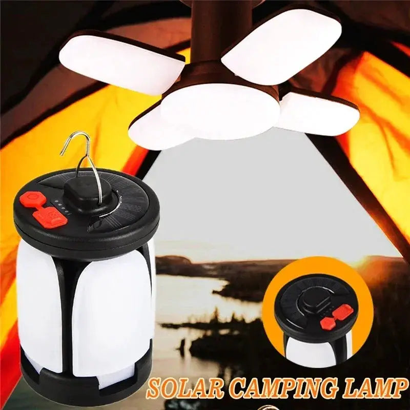 LED leaf camping lamp solar-powered with hanging hook, USB rechargeable tent lantern