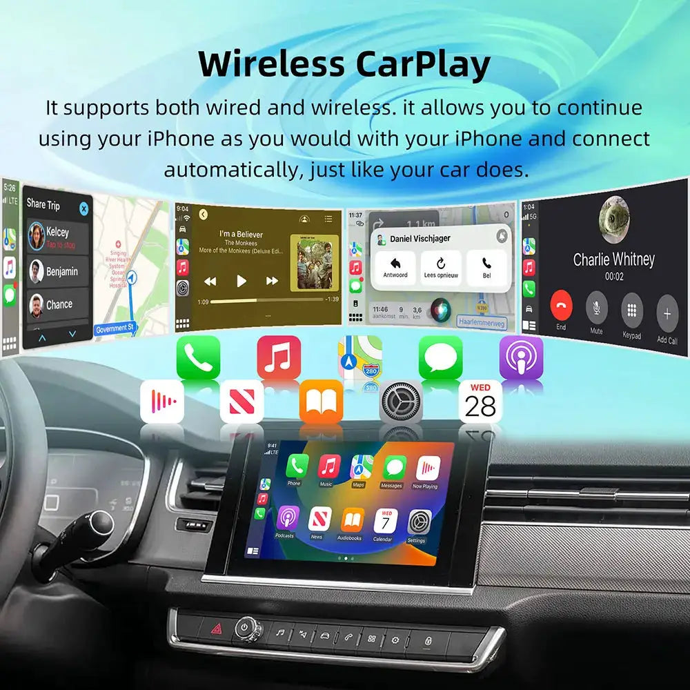 Wireless CarPlay/Android Auto multimedia unit for Peugeot and Citroën dashboards by Simples Market