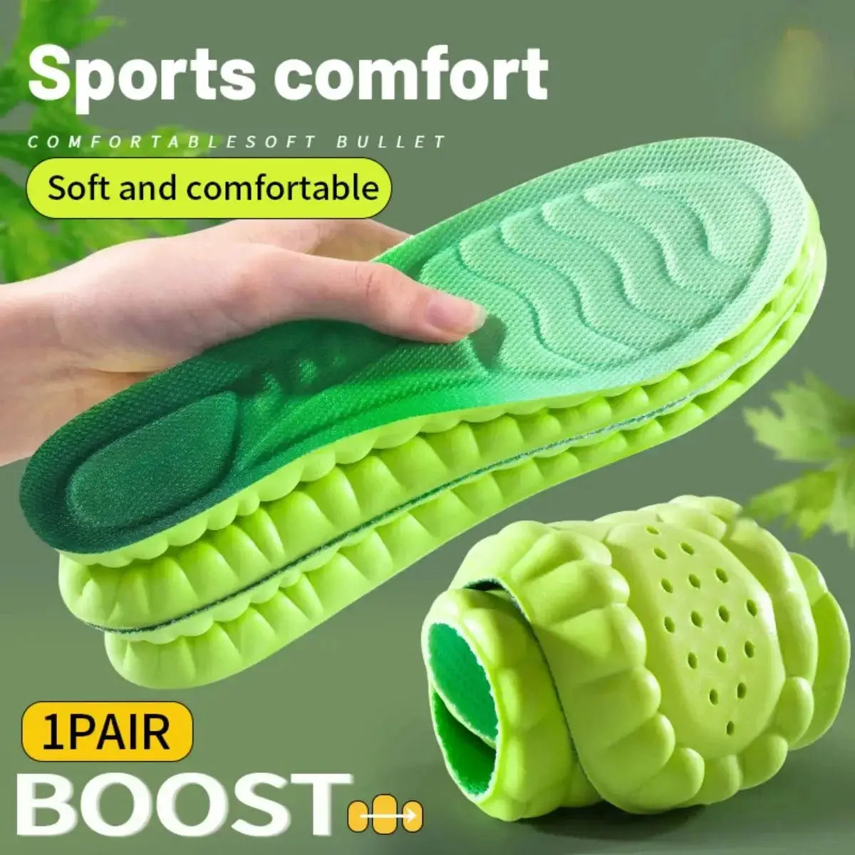 TPU High Stretch Sport Insoles For Shoes With Shock Absorption Antibacterial Odor Control Breathable Cushioned Insoles