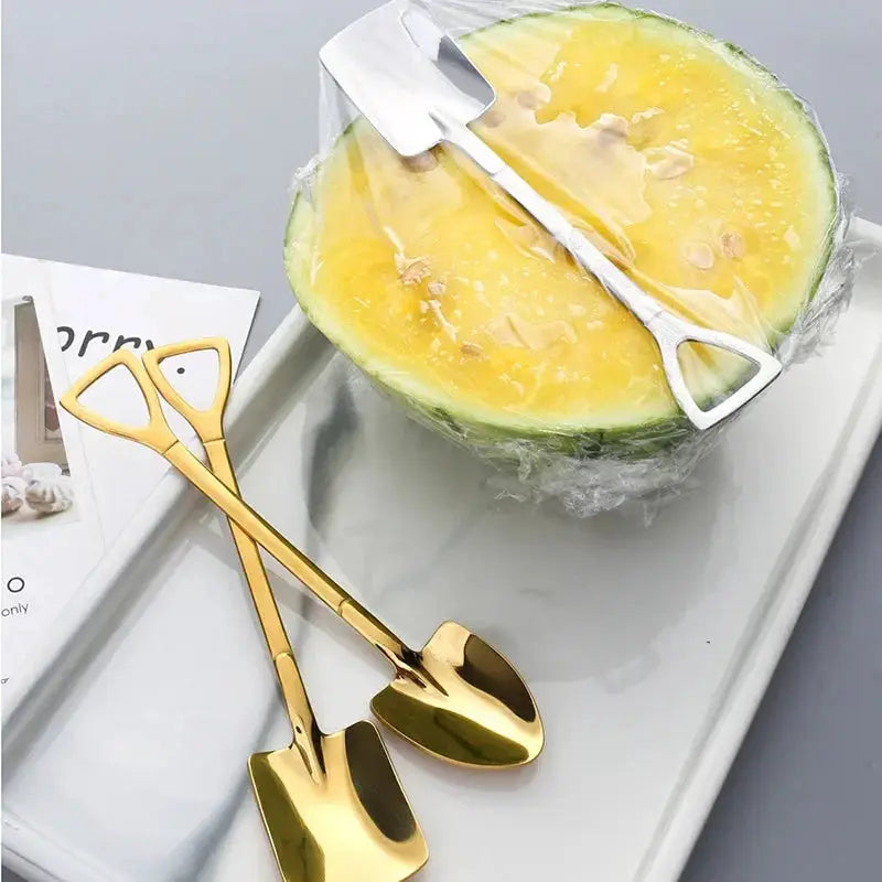 Four Pieces Stainless Steel Watermelon Shovel Spoon Set Dessert Serving Utensils Creative Cute Design