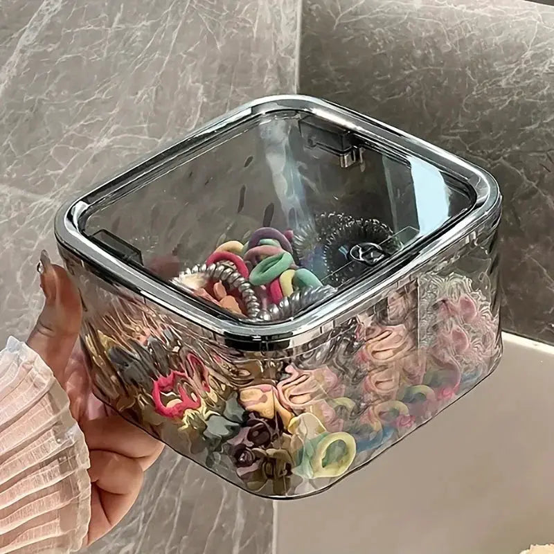 Clear Acrylic Hair Accessories Organizer Storage Box For Hair Ties Headbands Bows Cotton Swabs Bathroom