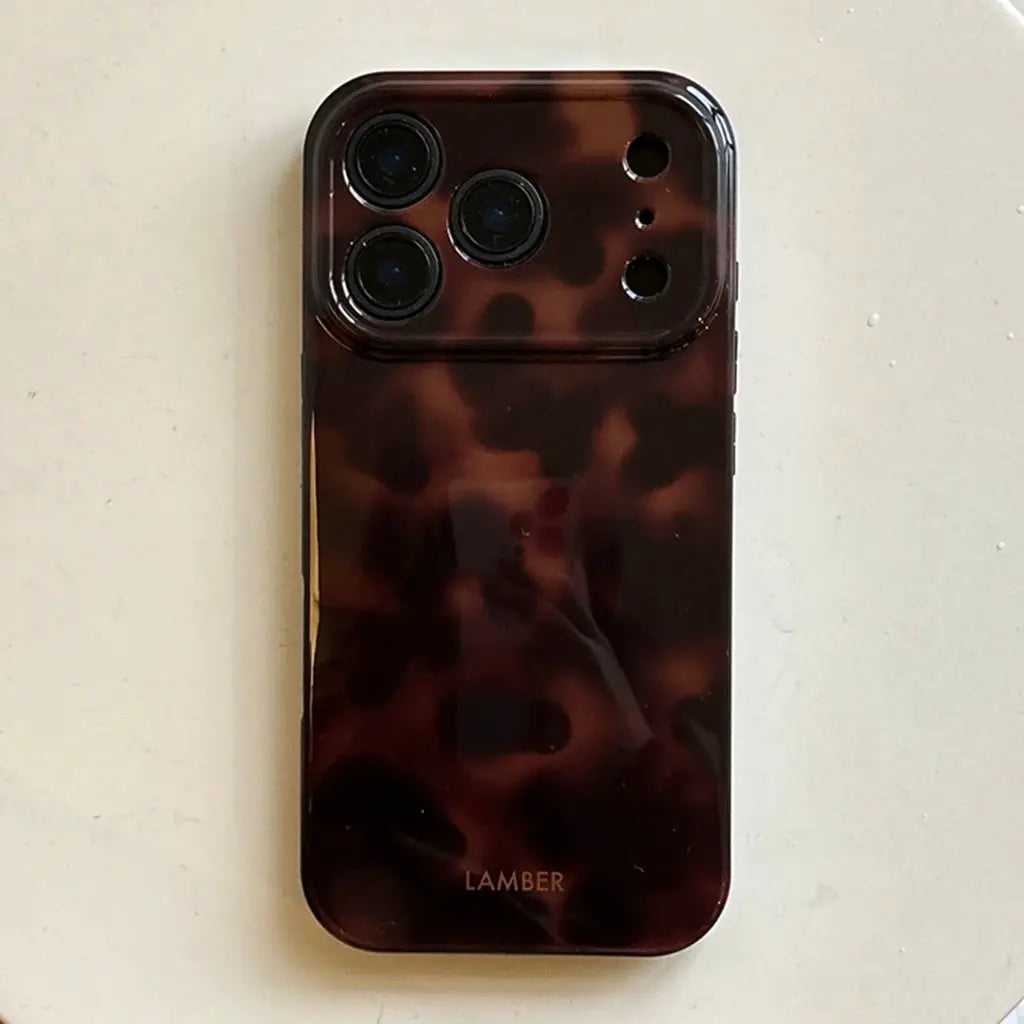 Retro Amber Color Lamber Pattern Glossy Phone Case For IPhone 12 Pro Max To IPhone 17 Pro Max Plus Air