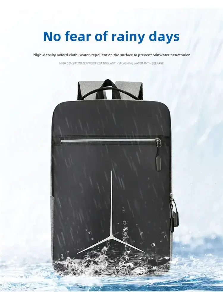 Simples Market anti-theft USB waterproof laptop backpack, black EVA shell with front zipper pocket