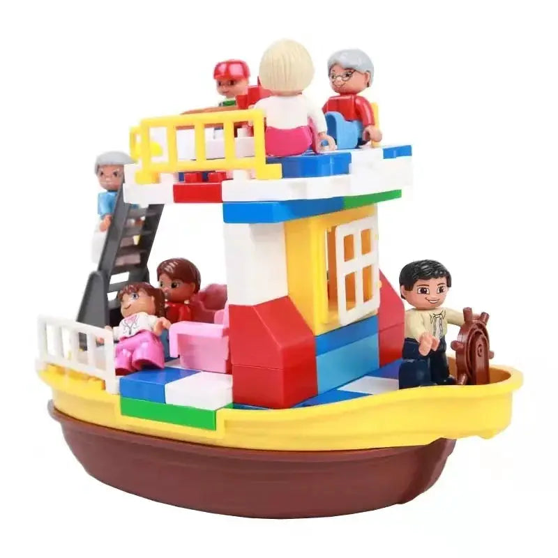 Big Size Building Block Adventure Ship Series Compatible Duplo Brave Pirates Treasure Island Playset For Kids