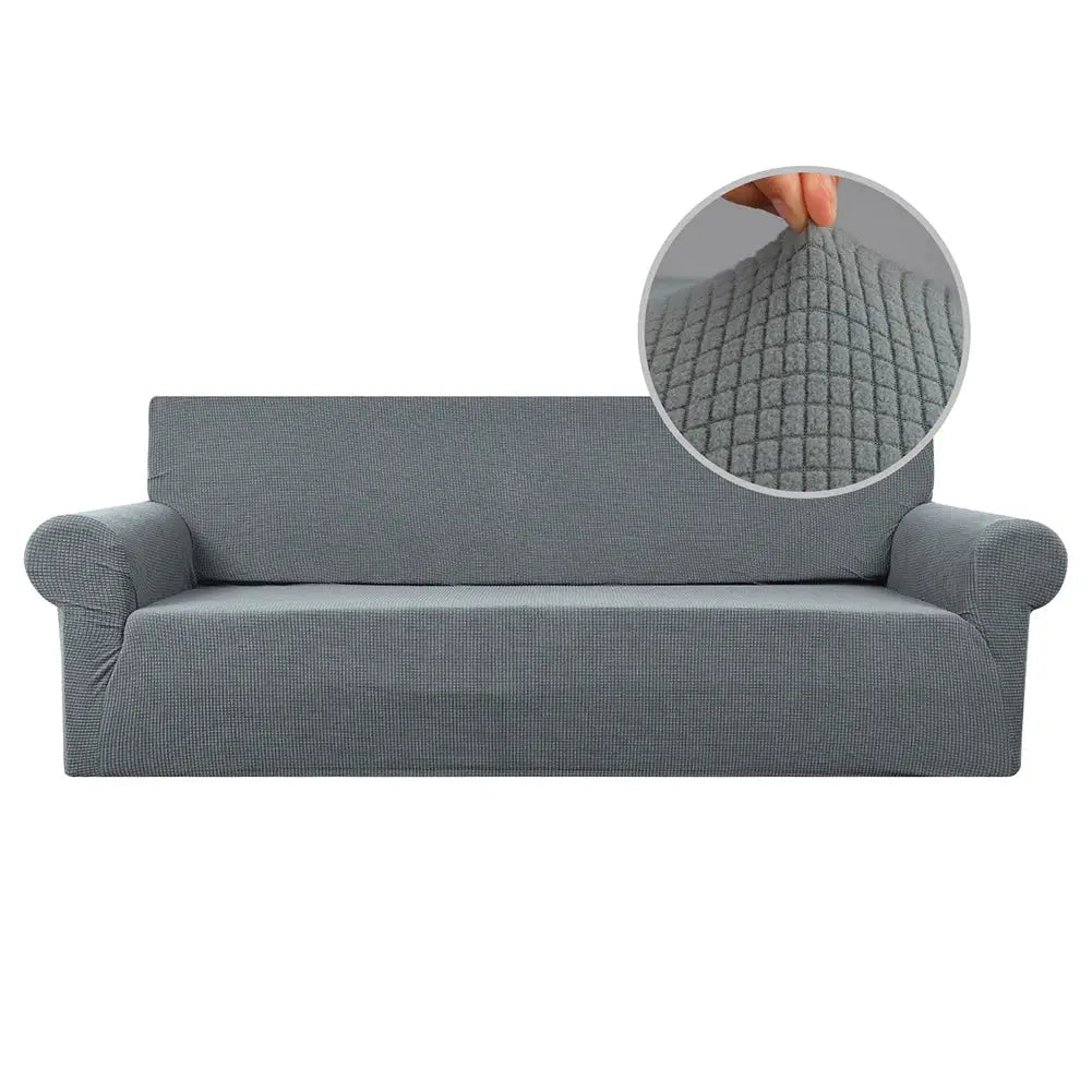 Joccun stretch jacquard couch cover in gray; washable spandex slipcover for 1–4 cushion sofas.
