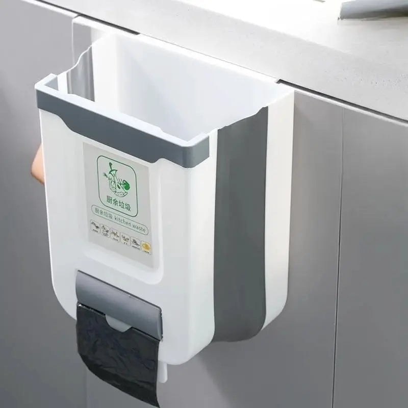Folding Trash Can Kitchen Wall Mounted And Cabinet Door Mounted Space Saving Trash Bin For Kitchen And Vehicle