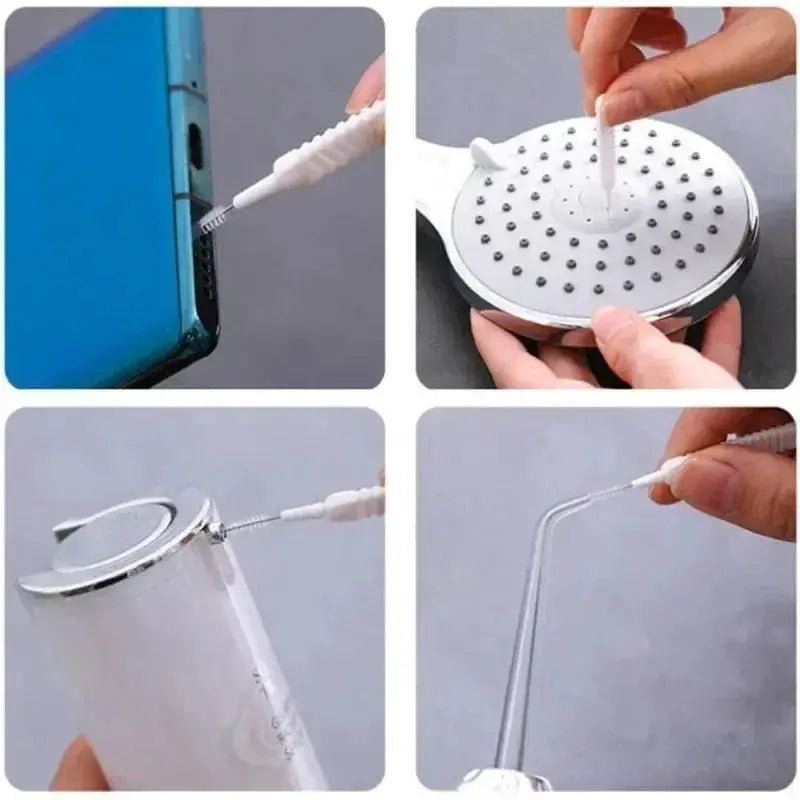 Simples Market shower cleaning brush set with micro nylon bristles and silver metal heads