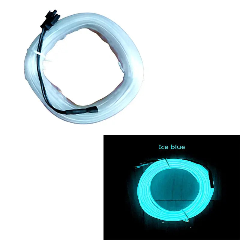 1M 3M 5M Neon LED Car Interior Decorative Lamp Strips USB Powered DIY Dashboard Console Ambient Cool Light