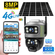 V380 Dual Lens 4G Solar Security Camera With PIR Human Detection Night Vision Waterproof IP CCTV 8MP 4K