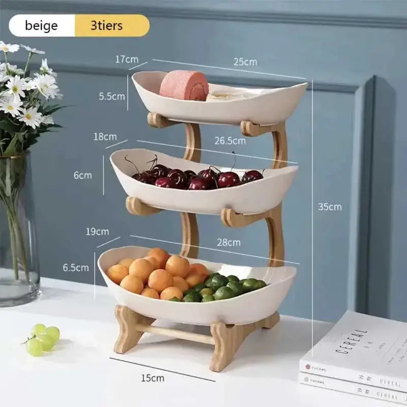 2/3 Layer Fruit Plate Multi Tier Plastic Snack Dish Living Room Modern Dried Fruit Basket Cake Stand Salad Bowl