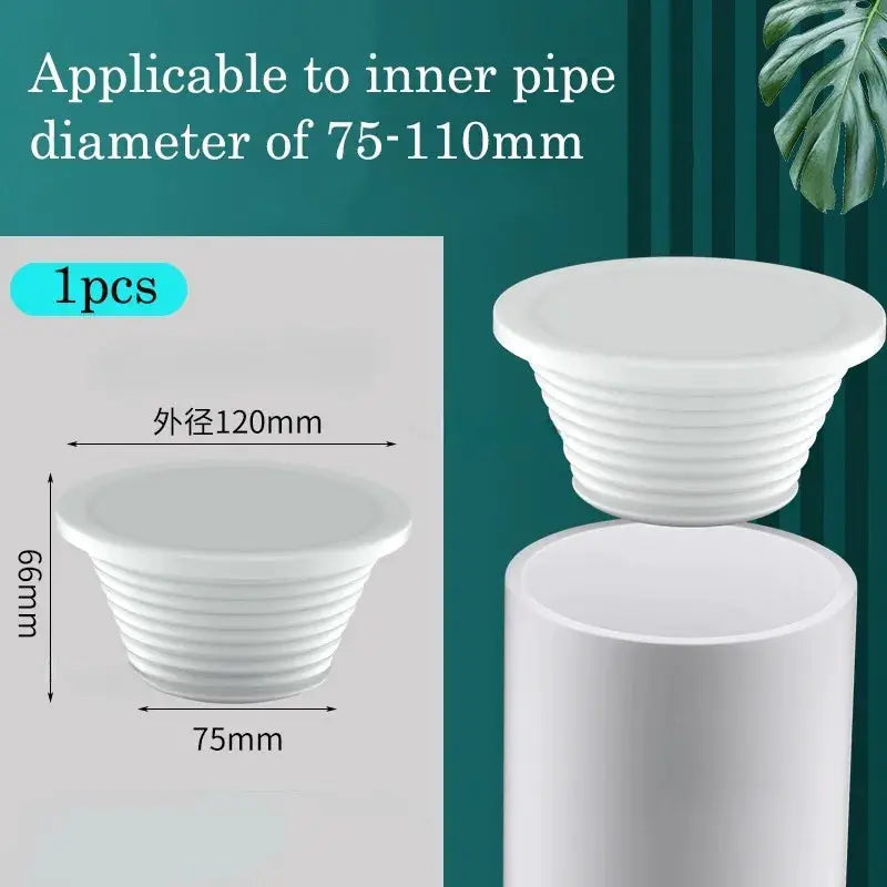 White silicone floor drain stopper for 75-110mm inner pipes, 1pc.
