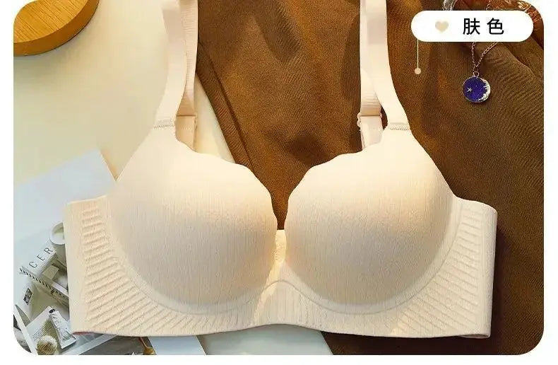Push-up bra beige Simples Market, 6cm padded, no steel ring, adjustable straps