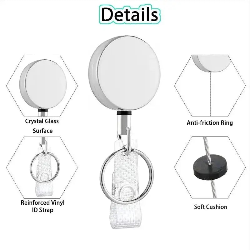 Retractable Metal Wire Keychain With Badge Reel ID Lanyard For Name Tags Card Badges Easy Pull Buckle Elastic Key Ring - Simples Market