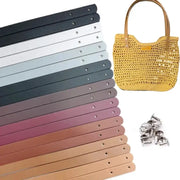 ArtisanCraft 2 Piece PU Leather Bag Strap Replacement Handles For Woven Bags Durable Handmade DIY Shoulder Tote Straps