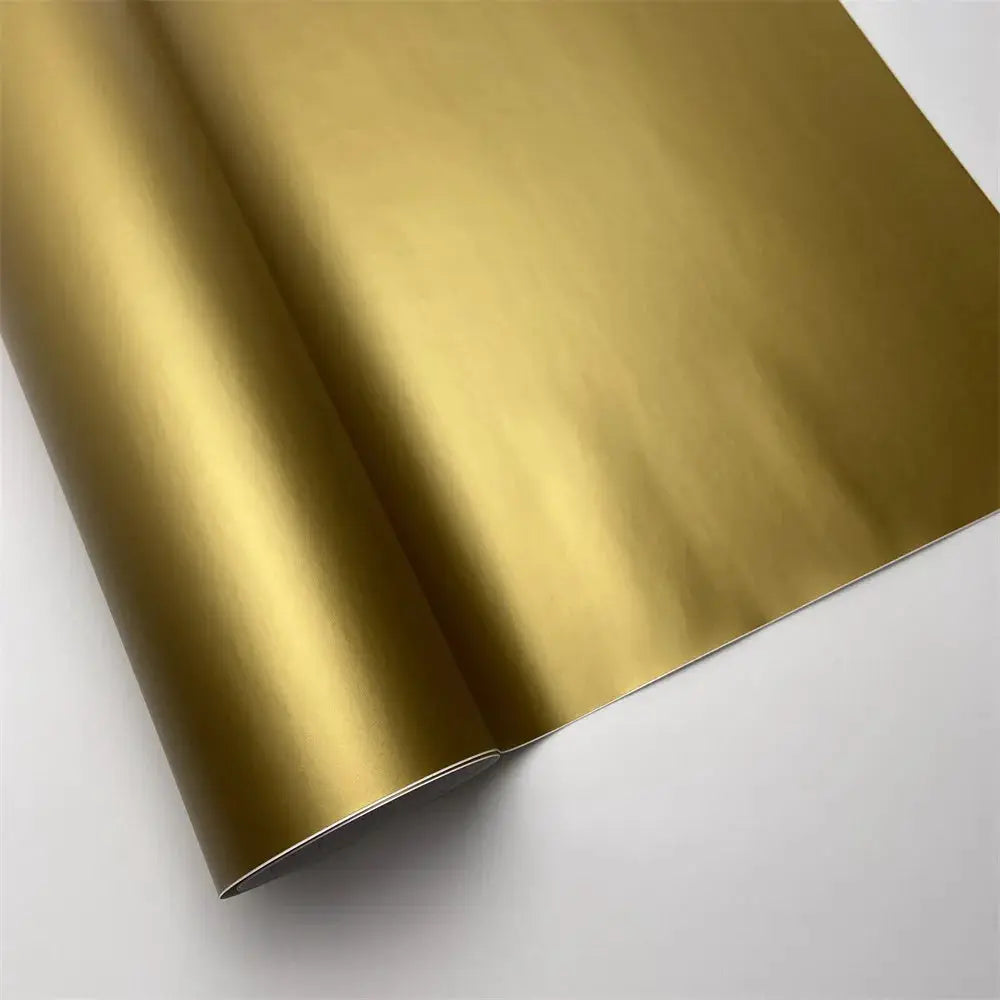 Matte gold wrap vinyl film roll with air-release channels