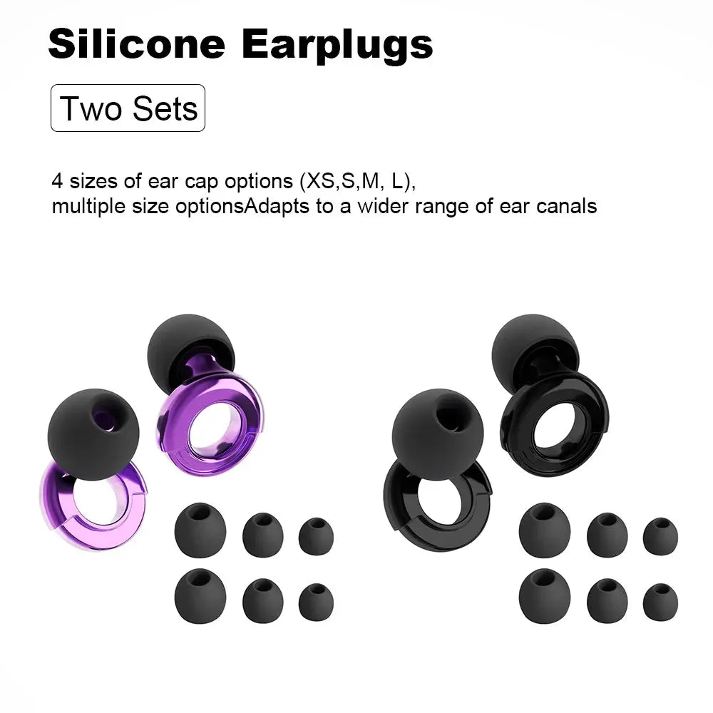 HUAK Quiet Ear Plugs Noise Reduction Reusable Hearing Protection 8 Soft Silicone Ear Tips XS S M L Sleep Swim Work