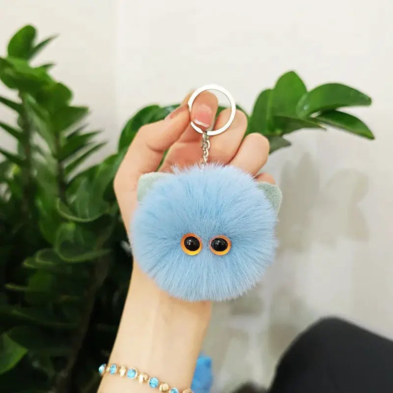 Blush Cat Ball Original Design Cartoon Handmade Plush Pendant Keychain Gift For Girls