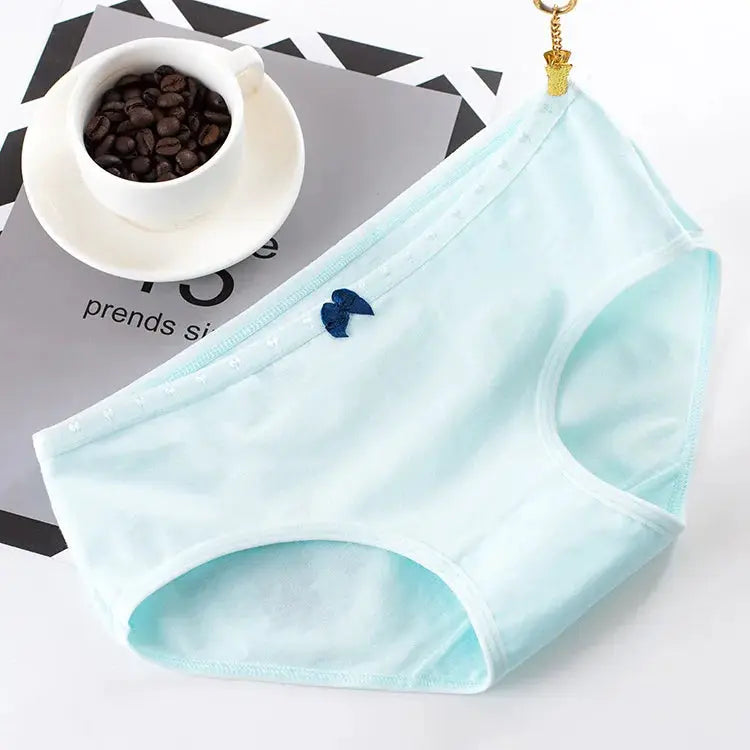 Simples Market women’s light blue cotton seamless panties with small bow