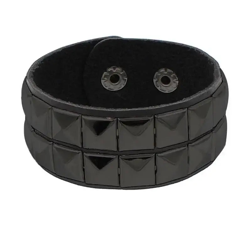 Punk Fashion Black Leather Cuff Bracelet with Metal Rivets and Studs for Men and Women Rock Gothic Jewelry 2024