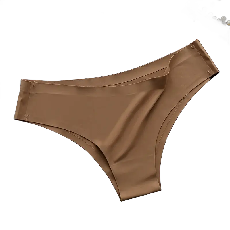 Simples Market 4pc seamless Brazilian panties set; taupe ice-silk, low-rise bikini briefs