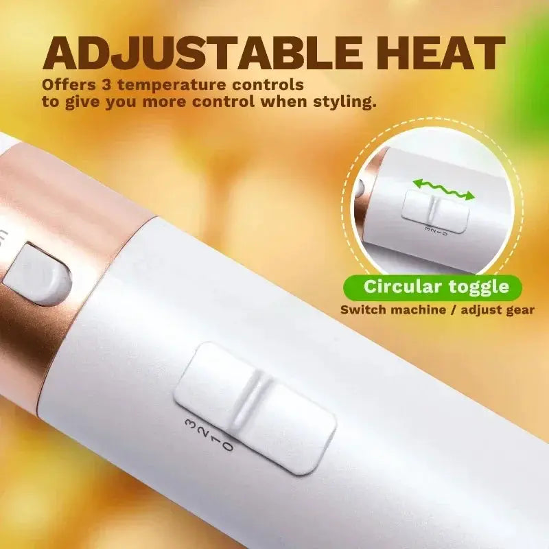 Simples Market 5-in-1 hair dryer brush set with adjustable heat, white body and rose-gold accents