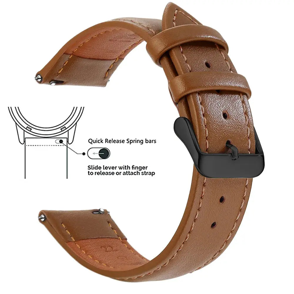 Timely Top Grain Genuine Leather Watch Band Quick Release For Easy Swaps Fits 12 To 24 Mm