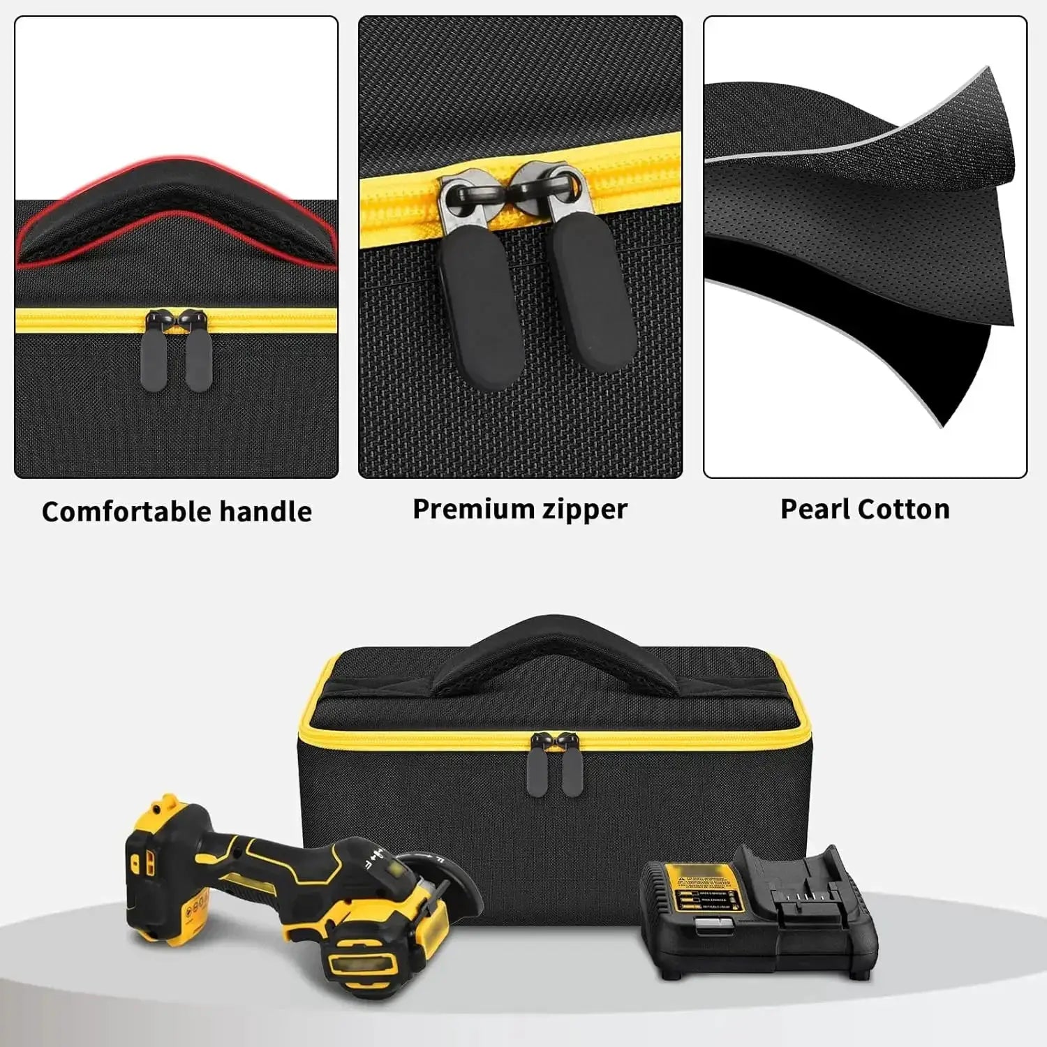 Storage bag for DEWALT 20V MAX DCS438B (bag only) by Simples Market; black with yellow zipper and comfortable handle.
