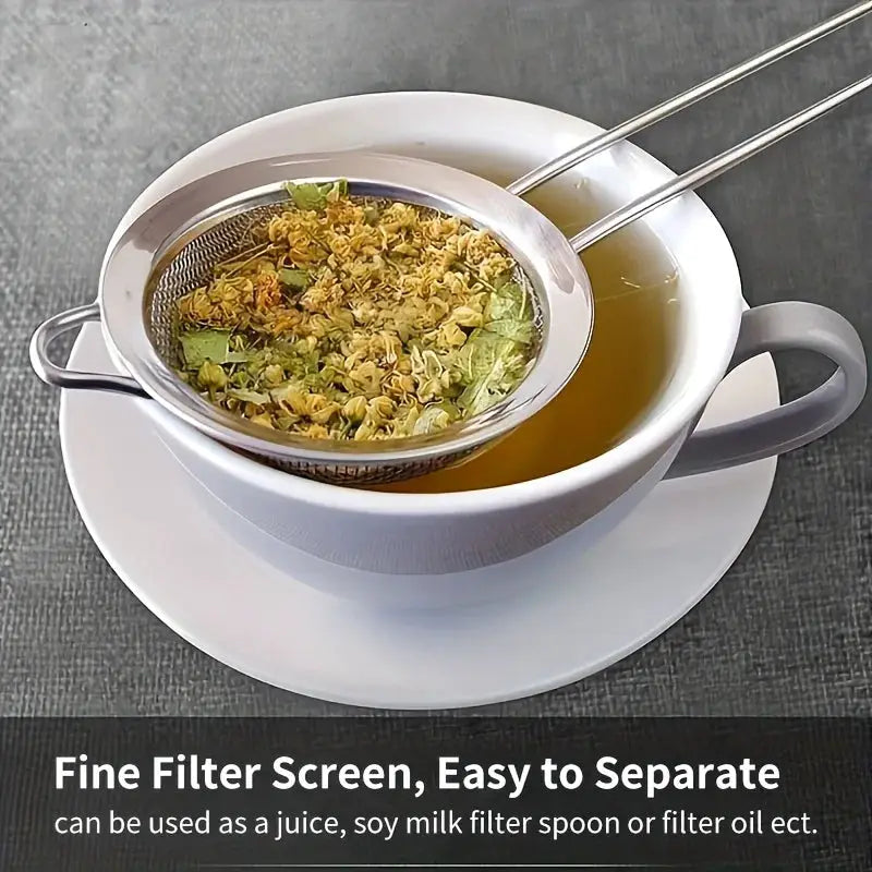 3 Piece Fine Mesh Strainer Set Stainless Steel Multipurpose Flour Sieve Sifter With Handle For Tea And Eggs Kitchen Tool