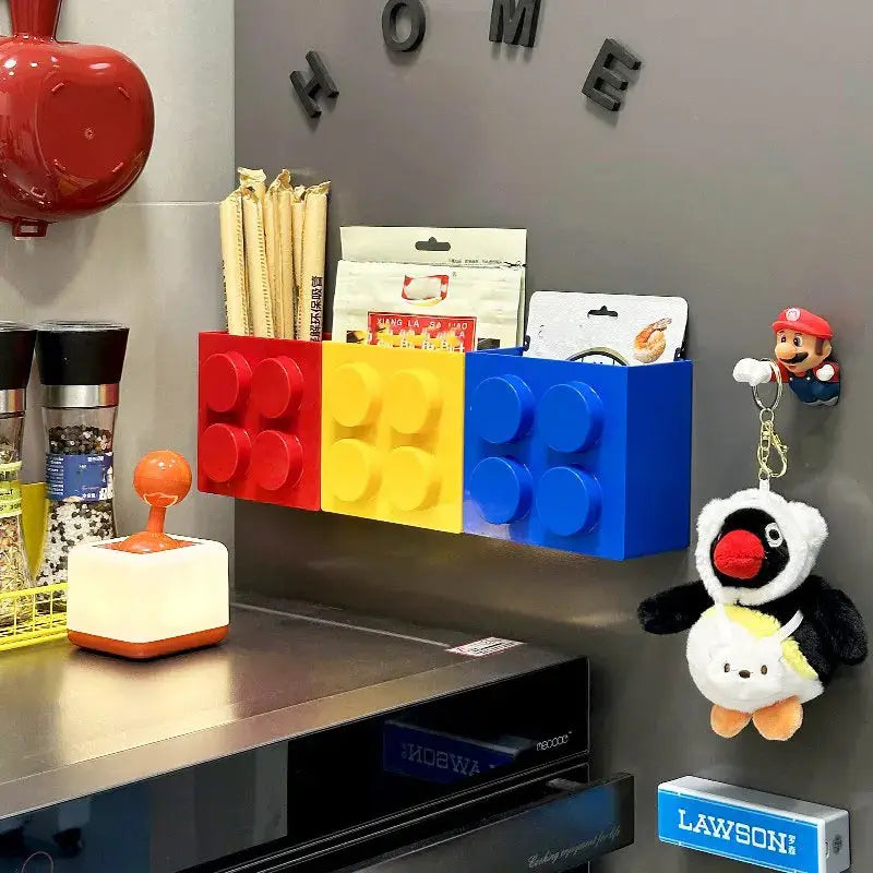 Magnetic Wall Mounted Narrow Edge Kitchen Storage Rack For Cling Film Straws And Refrigerator Side Organization