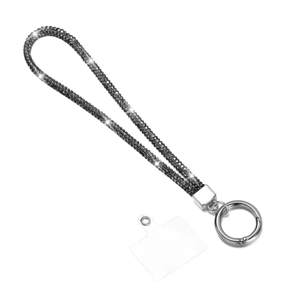 Glitter Rhinestone Phone Lanyard Crystal Wrist Strap Anti Lost Keychain Hanging Accessory For Secure Phone