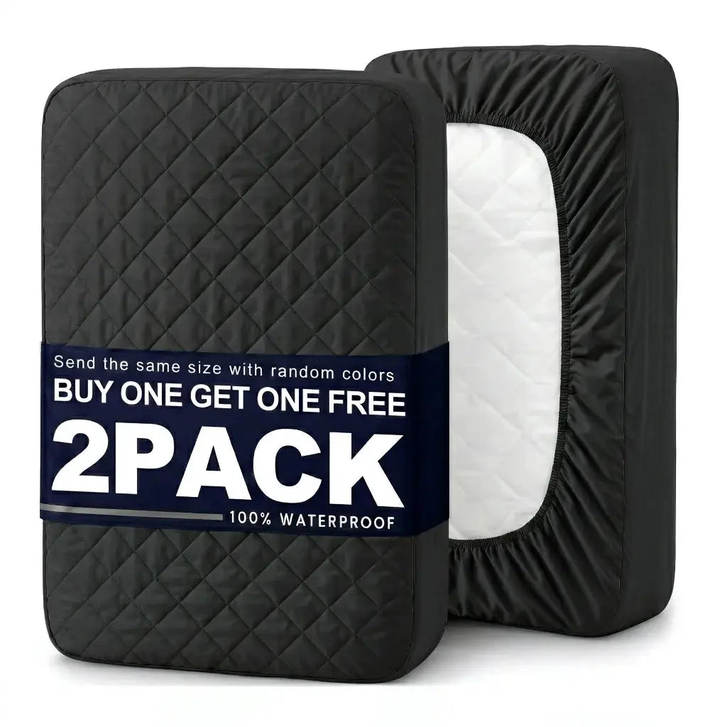 2-pack quilted waterproof mattress covers in black by Simples Market