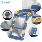 Simples Market children's toilet training step stool in blue and yellow, foldable, with non-slip pedals.