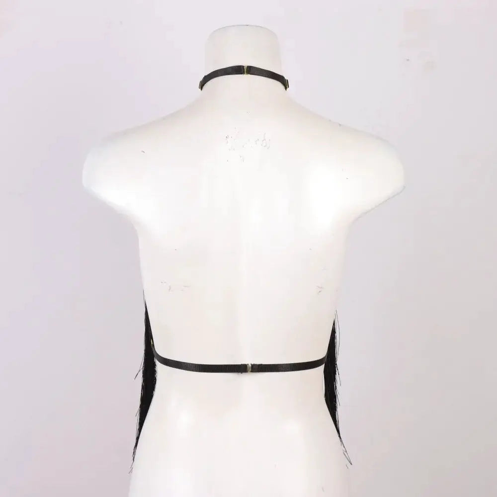 NovaTrend Tassel Halter Top With Adjustable Elastic Harness For All Season Casual Wear For Women