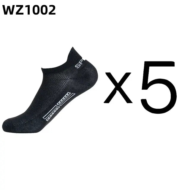 5 Pairs Men Ankle Socks Breathable Cotton Elastane Sports Mesh Casual Athletic Summer Thin Short Size 38 to 45