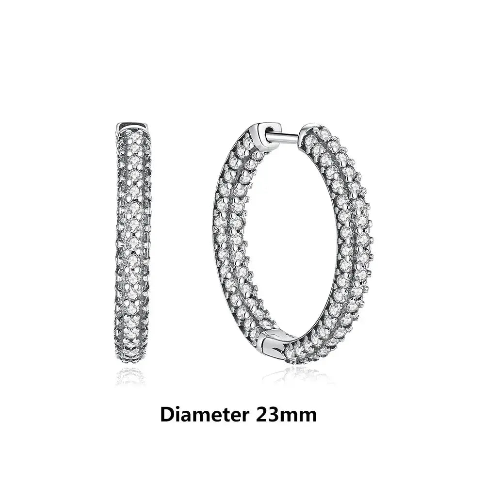 925 Sterling Silver Stud Hoop Earrings For Women Crystal Zircon Rose Gold Crown Heart Infinity Bee Design Jewelry