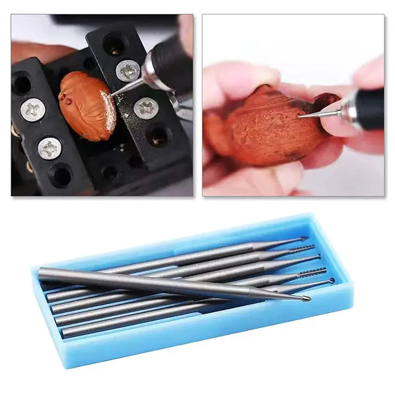6 Piece Tungsten Steel Engraving Cutter Set 2.35mm Shank For Electric Carving Machines Cutting Size 1.0 To 2.3mm
