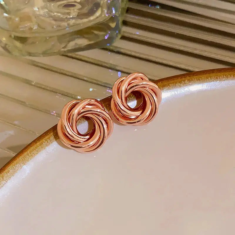 Geometric Multilayer Round Circles Hoop Earrings For Women Twisted Metal Gold Jewelry Gift