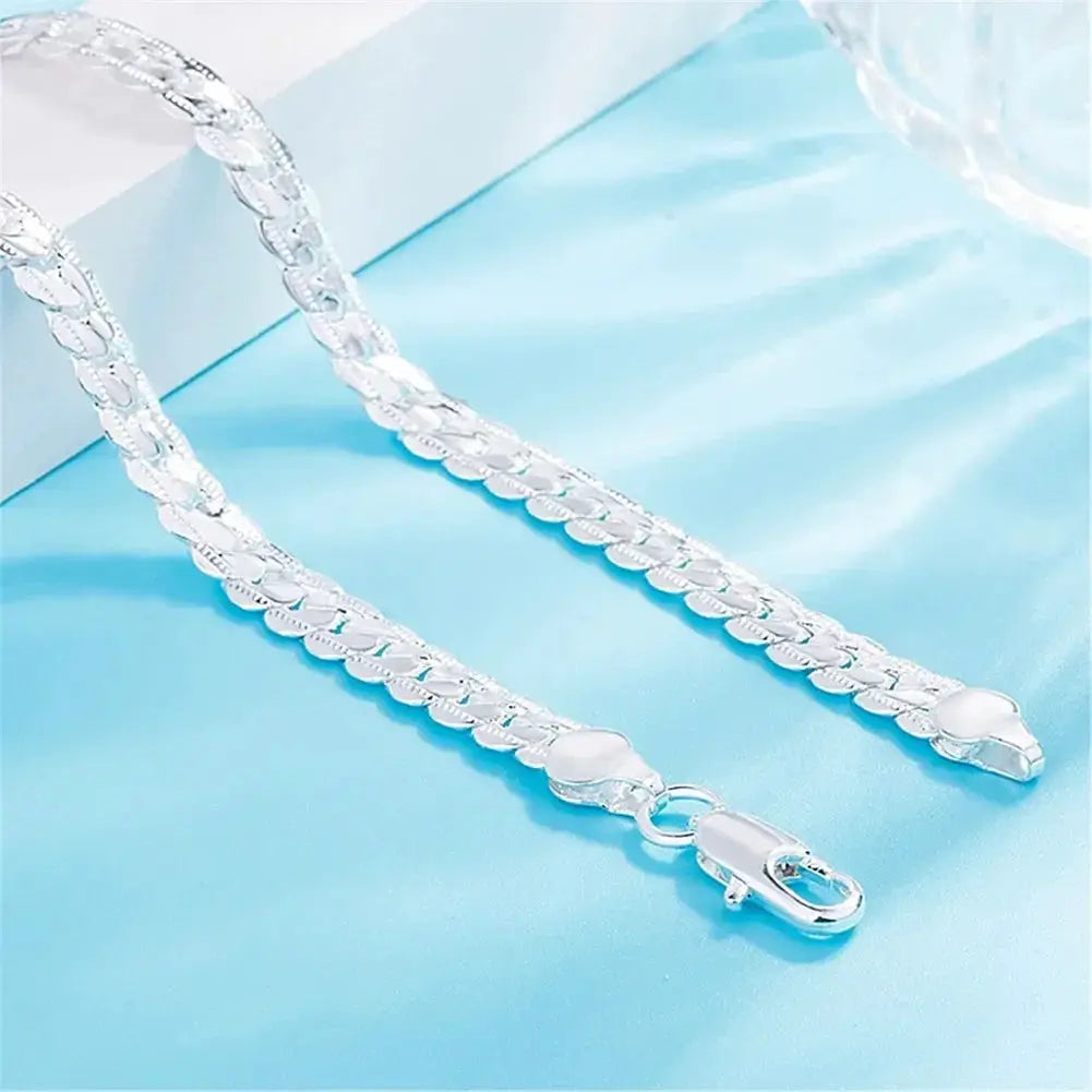 Fine Top Brand Silver 6mm Chain Necklace Unisex 16 To 24 Inch Jewelry Gift For Women Men Everyday Wear