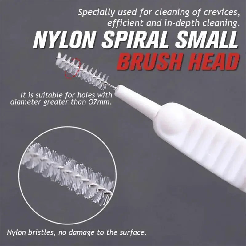 Shower cleaning brush with white nylon spiral small brush head by Simples Market