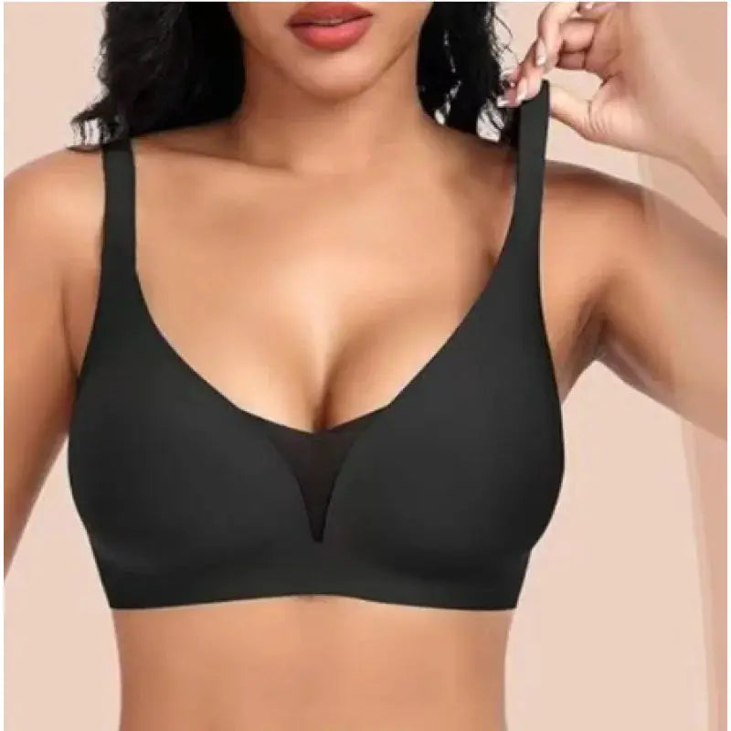S-XL Plus Size Seamless Beauty Back One-Piece Wireless Push-Up Bra, black by Simples Market
