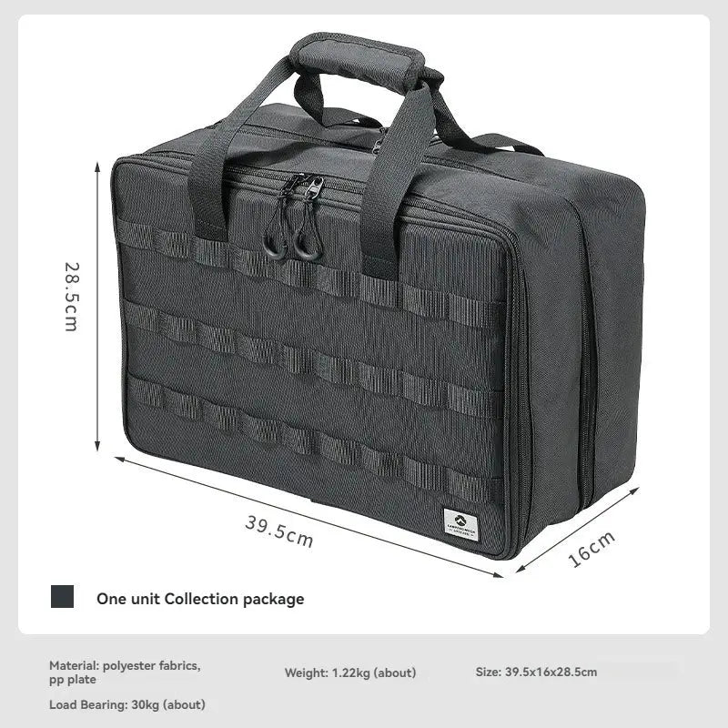 BK-46 large capacity storage bag by Simples Market, black polyester fabric with front MOLLE-style webbing