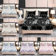Simples Market 3-Piece Marble Print Fitted Sheet Set; microfiber, wrinkle-resistant, assorted colors