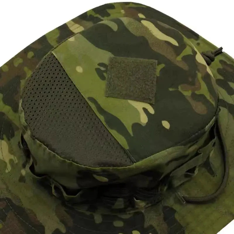 2025 Camo Tactical Enthusiasts Square Pocket Bonnie Cap Outdoor Bucket Hat Multicam For Fishing Hiking Sun Protection