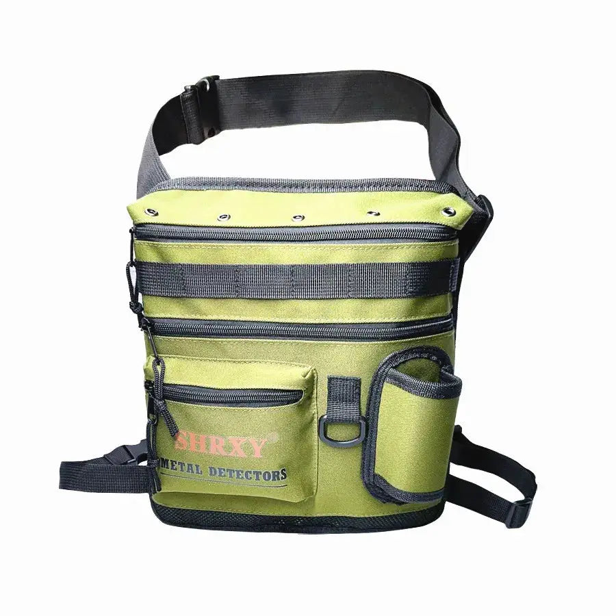 Simples Market metal detector finds bag, olive green all-terrain pouch with multiple pockets