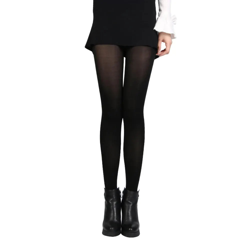 Women Black Opaque Tights 120D Seamless Pantyhose Winter Warm Nylon Stockings Footed Thick