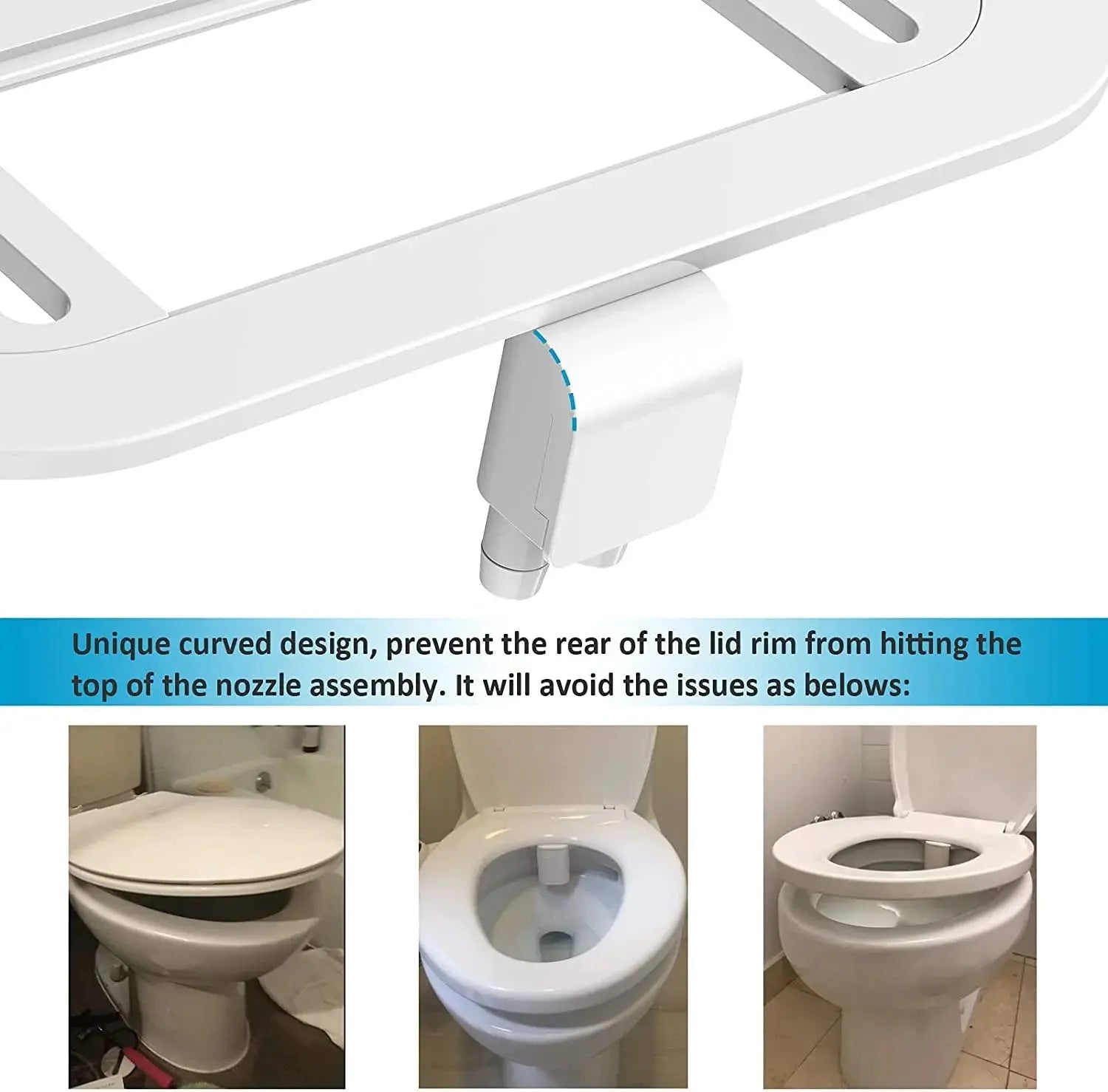 Simples Market New Ultra-Slim Bidet Toilet Seat Attachment with dual nozzles, adjustable pressure, white