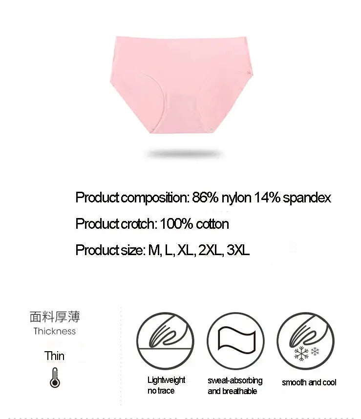 Pink seamless panties for plus-size women by Simples Market; nylon-spandex blend with cotton crotch.