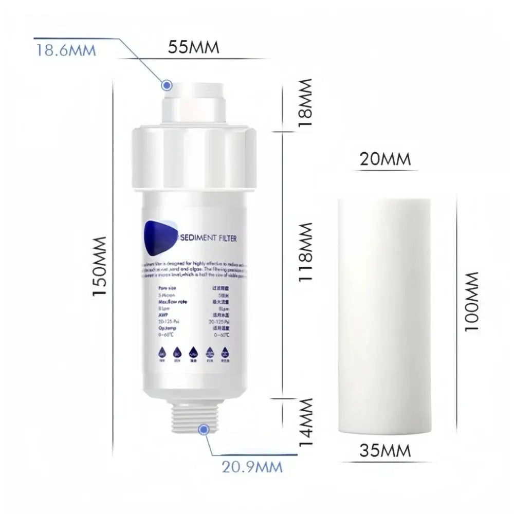 Simples Market pre-filter PP cotton inline water filter cartridge, white plastic, 2-piece set