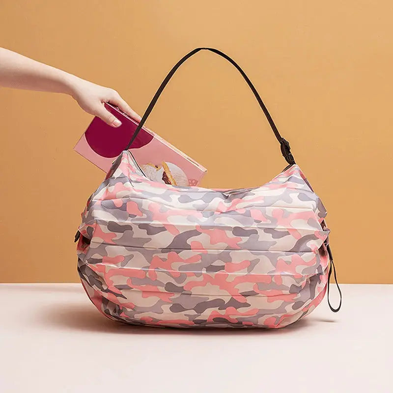 TravelNest Camouflage Foldable Storage Bag With Handle Lightweight Large Capacity Nylon Tote